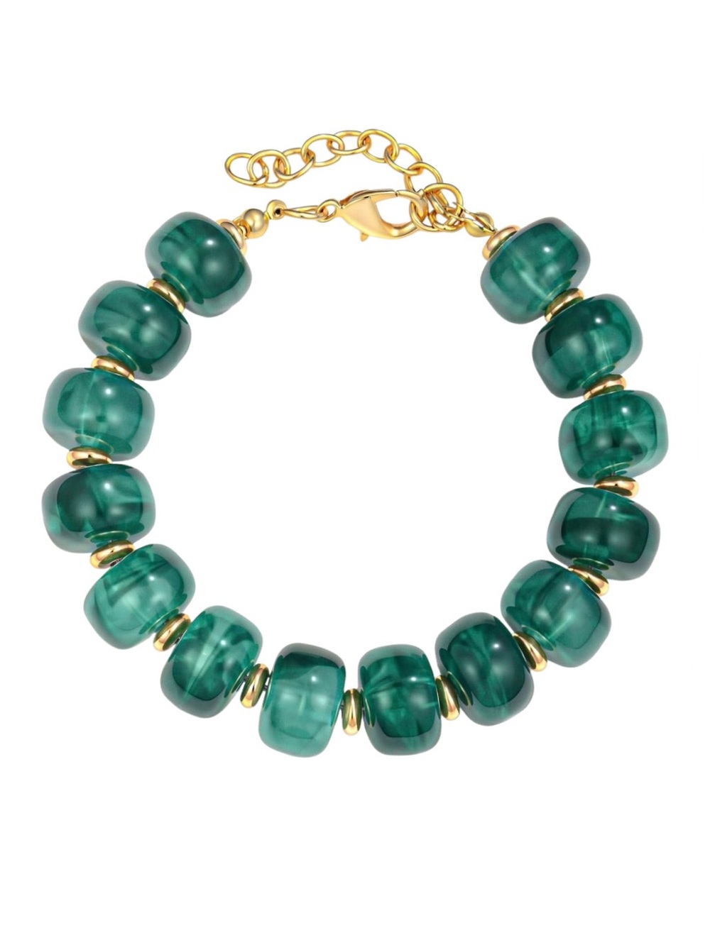 Adjustable Green/Gold Boho Chunky Beaded Strand Bracelet (NWT) (Size: OSFM)